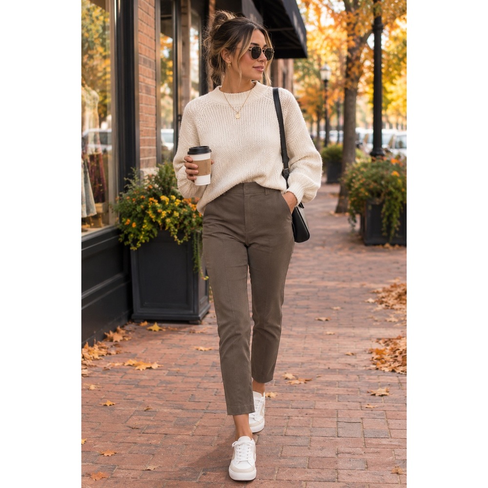 A New Day Brown High Rise Skinny Ankle Pants Side Zip Size 8